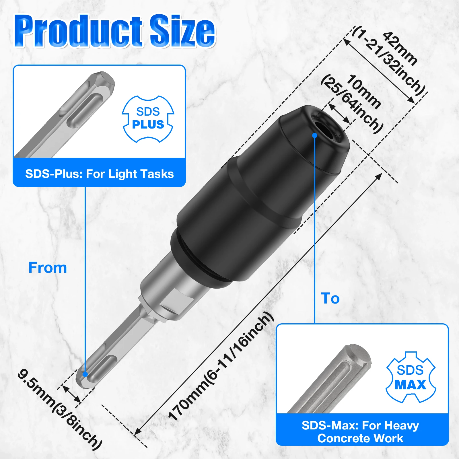 SDS-Plus에서 SDS-Max로 변환 어댑터 로터리 - Hammer Drill Sds 리뷰 및 가격